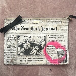 Newspaper Kate Spade ♠️ Print Clutch with Pink Accent